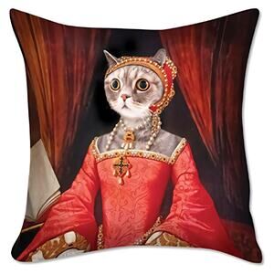 New Renaissance Cat Cats Gray Tabby Kitten Medieval Pillow Cover Home Decor Gift